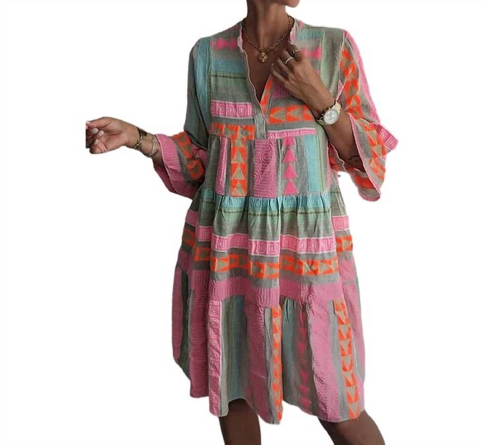 NEW HALCYON OUTFITTERS women's v neck mini dress in multicolor